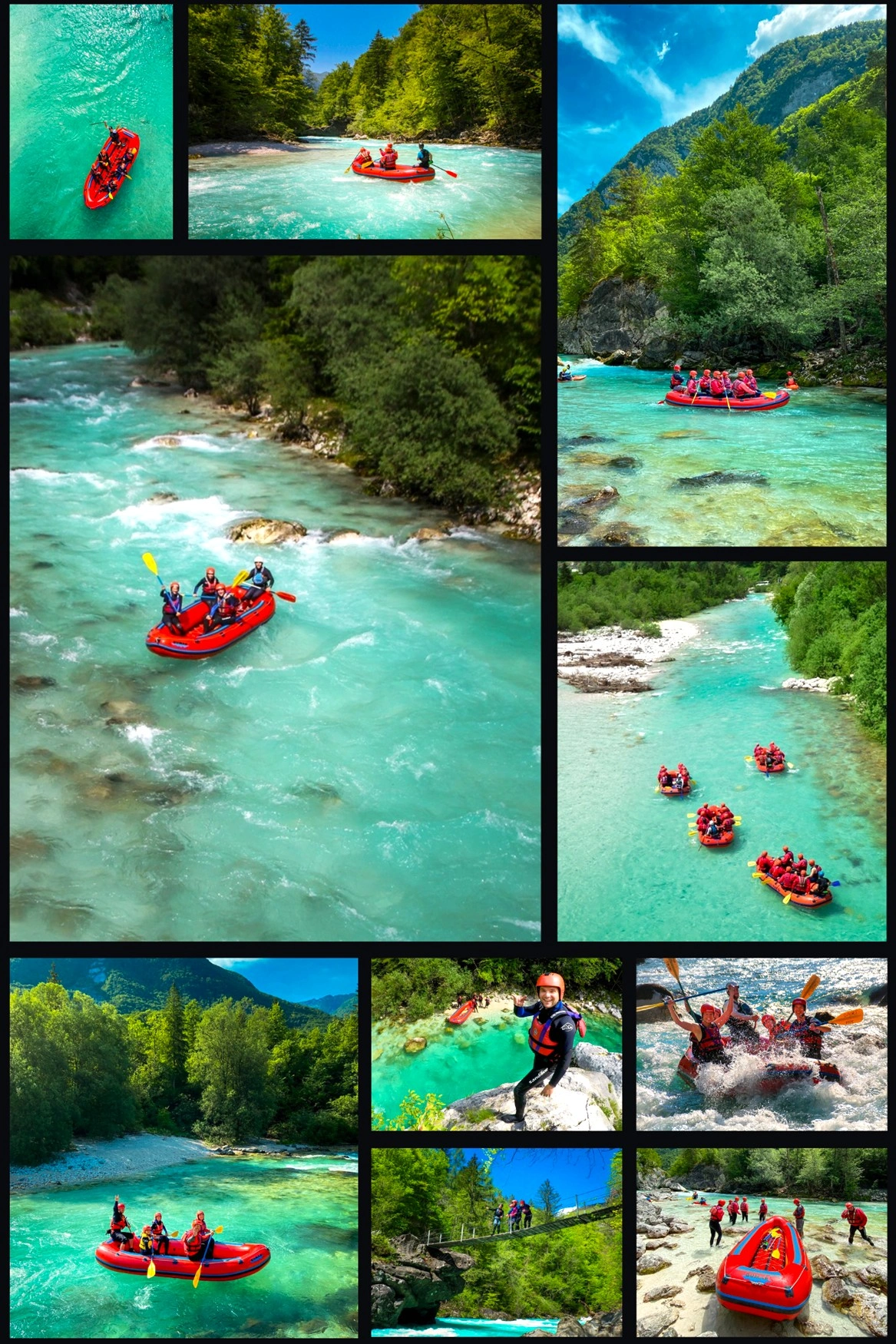 Soča Rafting in Soča Valley Collage Impressions