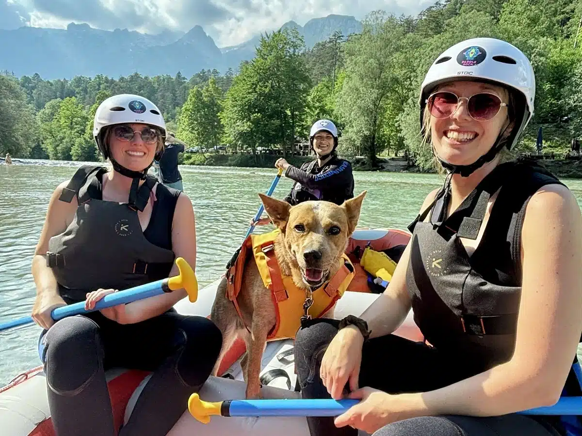 Rafting with a dog BOVEC SOCA VALLEY