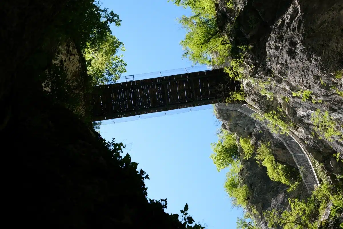 TolminGorges-DevilsBridge-ViewFromGorgesPath Tolmin Gorges - Devils Bridbe - Soca Valley