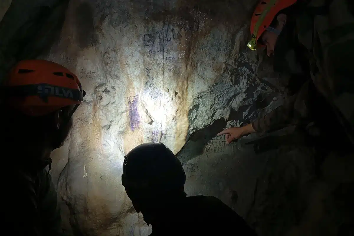 www.socavalley.com Dante Cave Caving Adventure - Guided Tour - Soca Valley - Writing on the wall